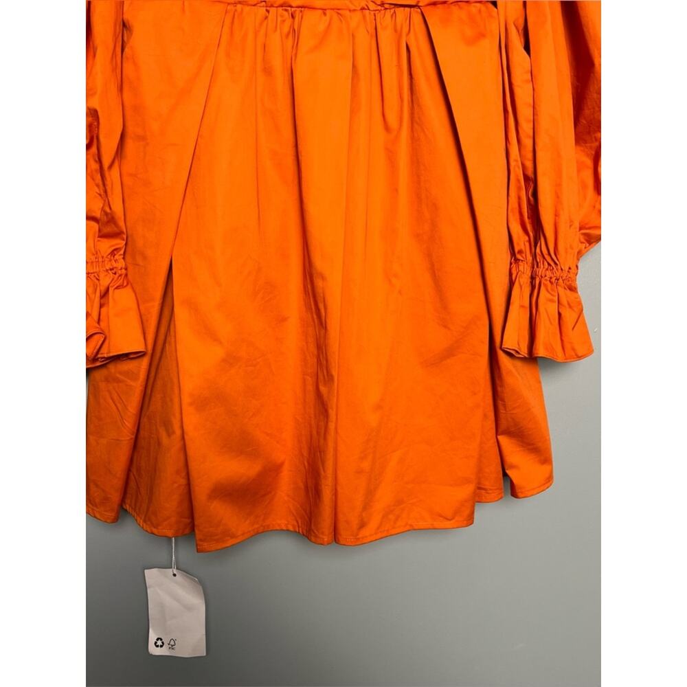 Self-Portrait NWT Burnt Orange Off The Shoulder Ruched Mini Dress Womens Size 4 - Picture 5 of 14